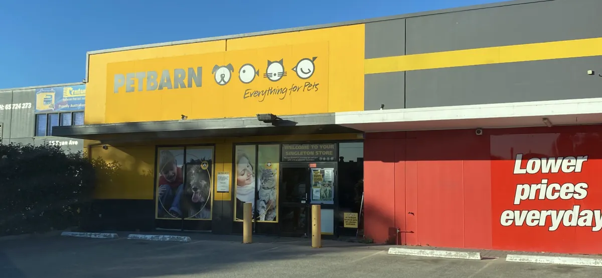 Front of the Petbarn store in Singleton, NSW